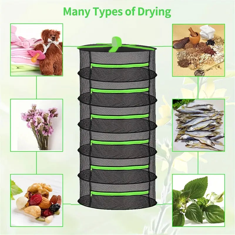 Foldable drying basket for fruits, vegetables, and herbs – Multi-tier net storage for quick drying process
