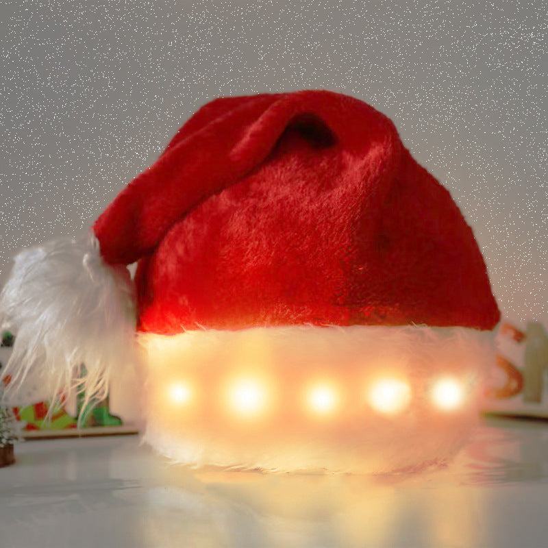 Illuminated Christmas Hat with LED Lights – Soft Plush Santa Hat with Color Lights