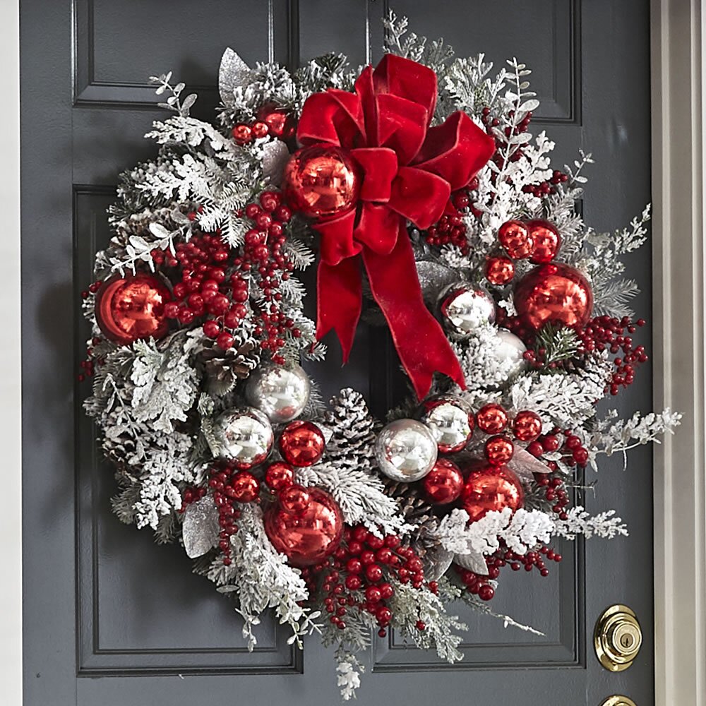 Cordless Prelit Holiday Trim | LED Lights, Auto-Timer & Premium Red/White Decor