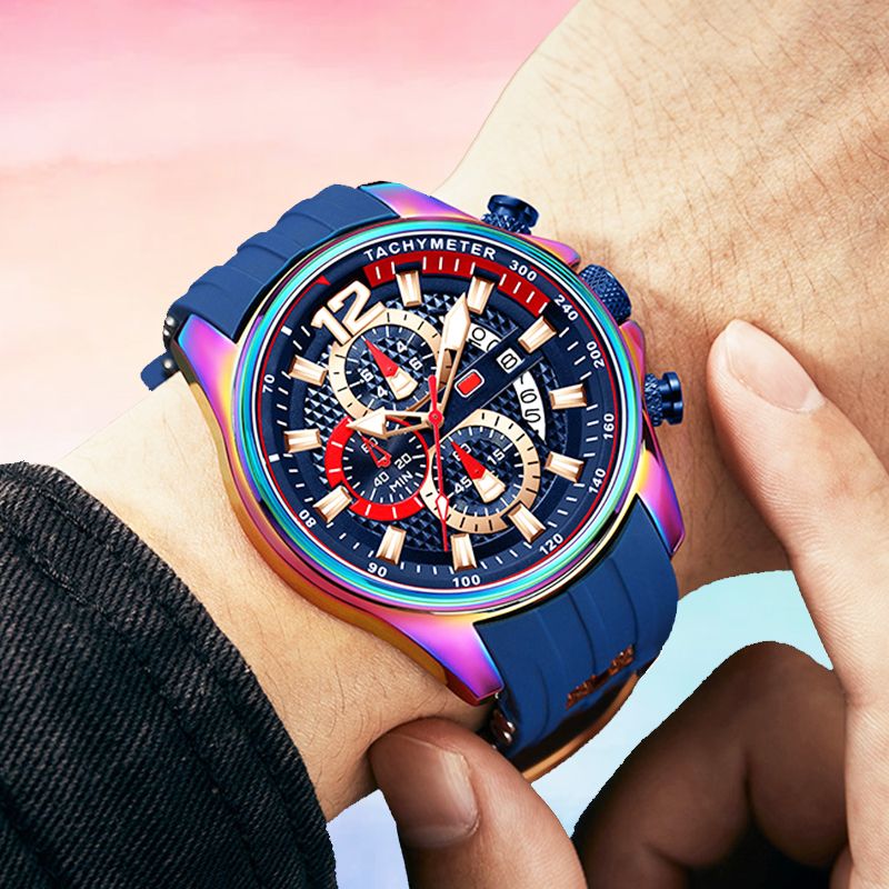 Waterproof motorsport watch for men with luminous