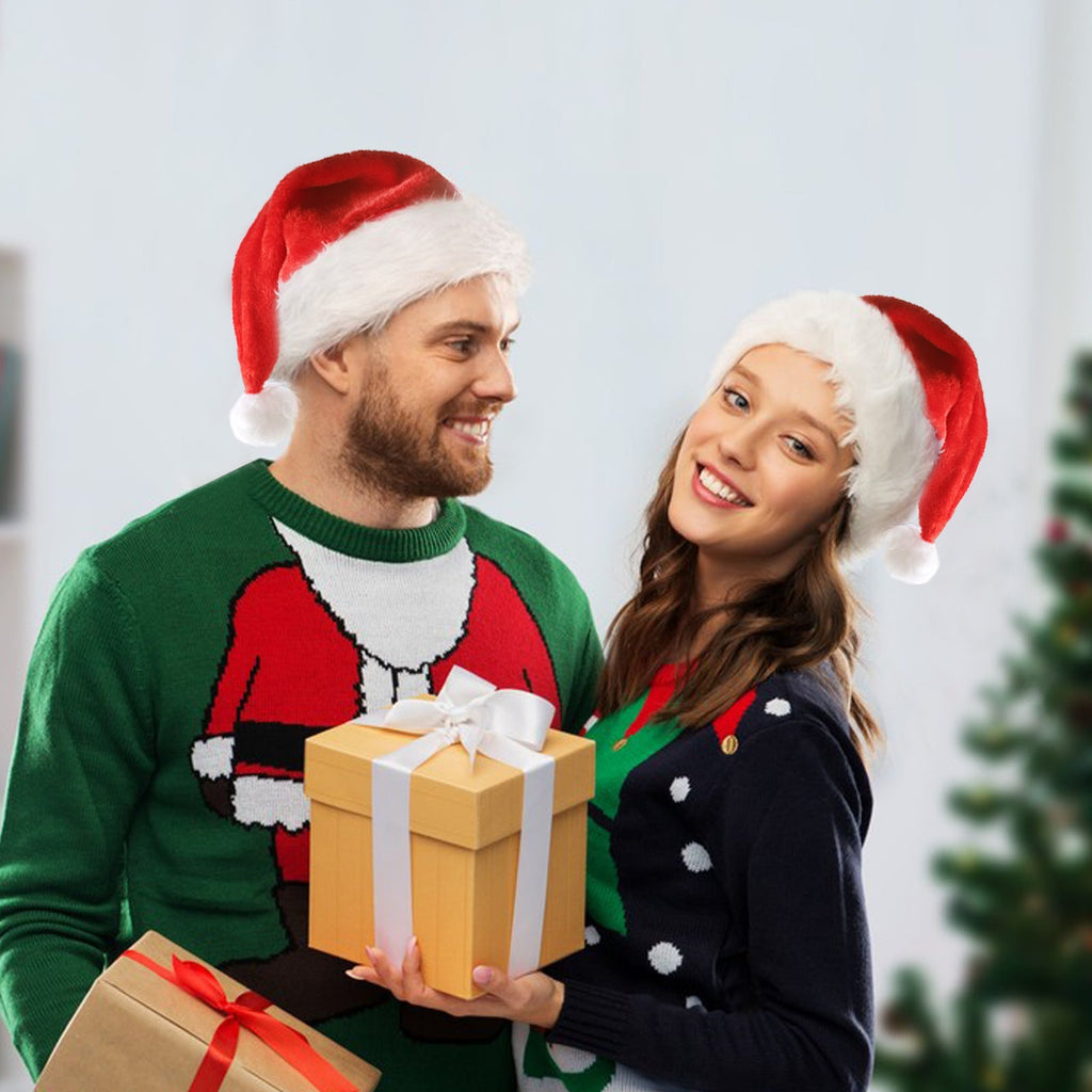 Illuminated Christmas Hat with LED Lights – Soft Plush Santa Hat with Color Lights