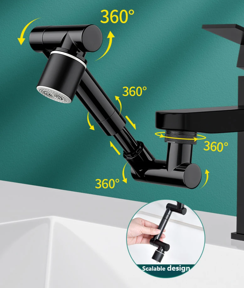 FlexiFlow 360° rotatable and extendable faucet head