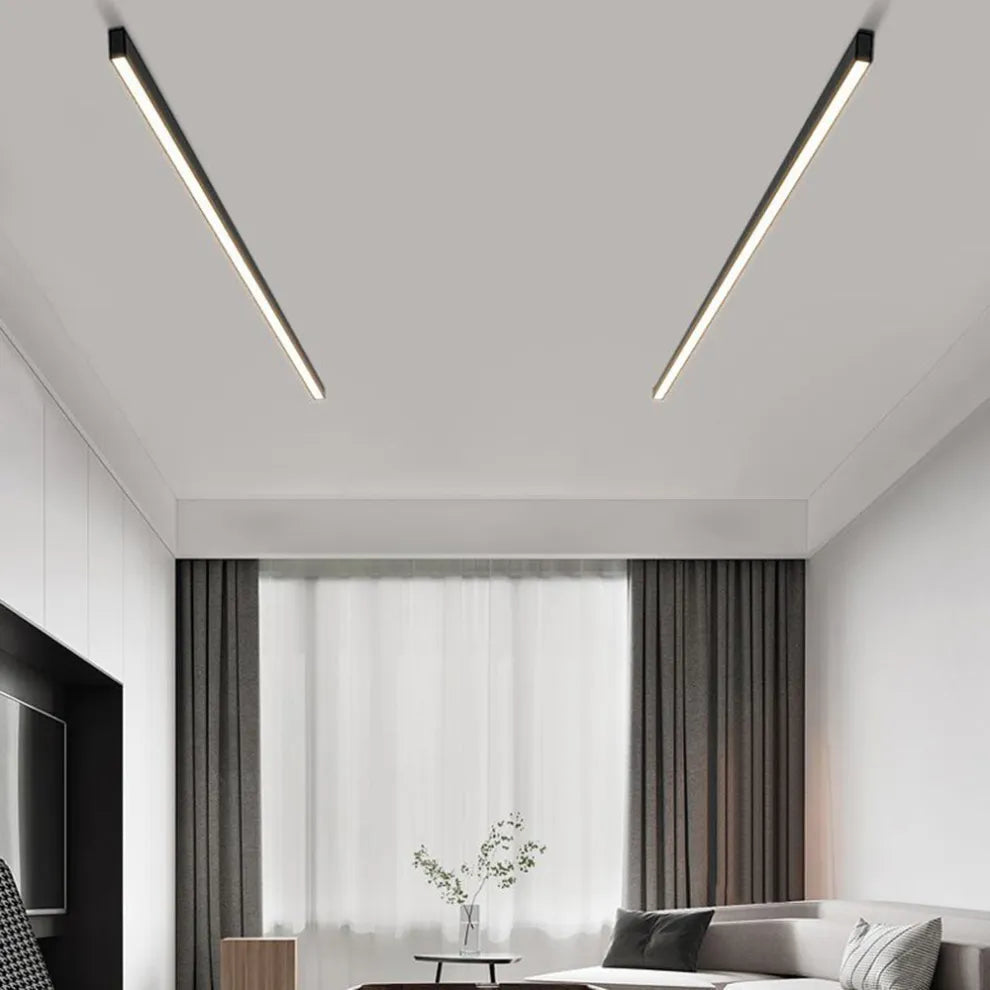 Black Metal Ceiling Lamp LED Linear Minimalistic Modern Design