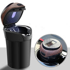 Detachable Stainless Steel Car Ashtray with Lid and LED Light, Powered