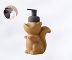 Ceramic Soap Dispenser, Squirrel Foam Pump Bathroom Bottle, Animal Design, Refillable Reusable Lotion Pump for Bathroom Kitchen, 510ml/17.2oz