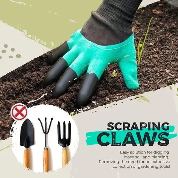 1 Pair of Garden Gloves with Claws – Planting without Tools