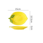 Lemon-shaped ceramic dish set, decorative serving bowls and plates for the dining table