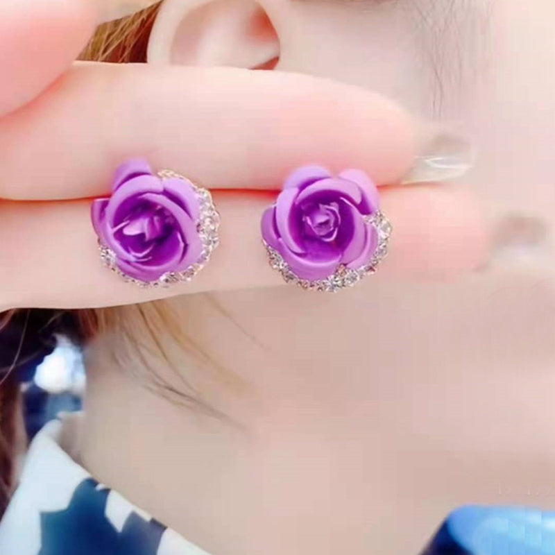 Blue Rose Stud Earrings