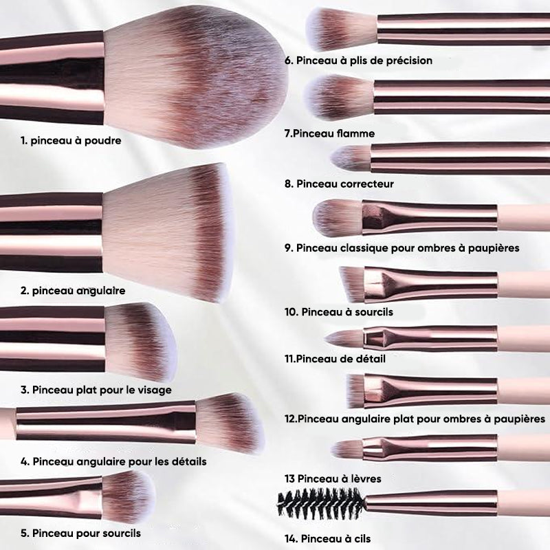 Set of 14 brushes with LED light