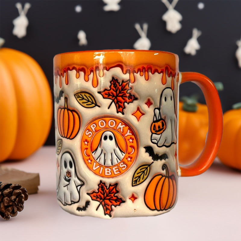 Pumpkin Coffee Mug with Ghost