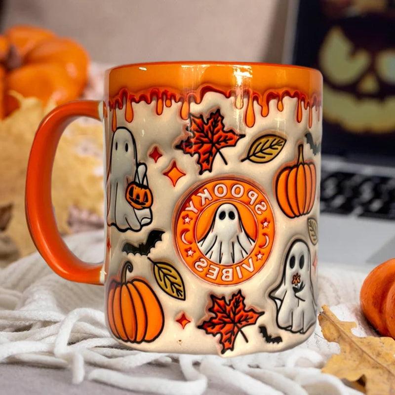 Pumpkin Coffee Mug with Ghost