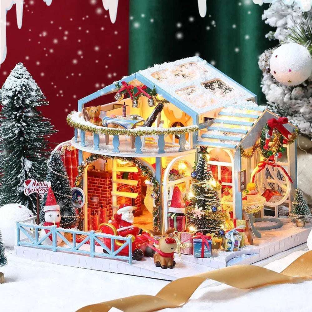 Christmas Snowy Night DIY Miniature Dollhouse Kit