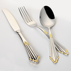 24- or 48-Piece Stainless Steel Cutlery Set in Gold Finish - GlowCut