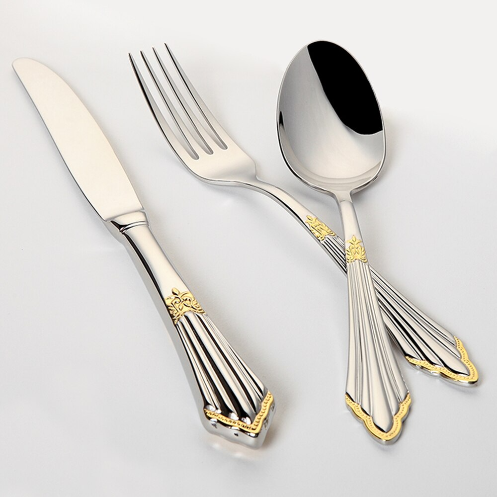 24- or 48-Piece Stainless Steel Cutlery Set in Gold Finish - GlowCut
