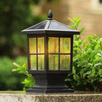 Classic Black Square LED Post Lights Solar Powered