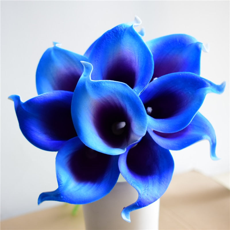 10 marine blue Calla lily PU Real Touch flowers wedding decoration bouquets table decoration artificial flowers home decor