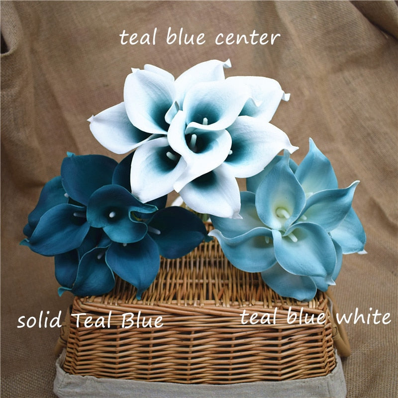 10 marine blue Calla lily PU Real Touch flowers wedding decoration bouquets table decoration artificial flowers home decor