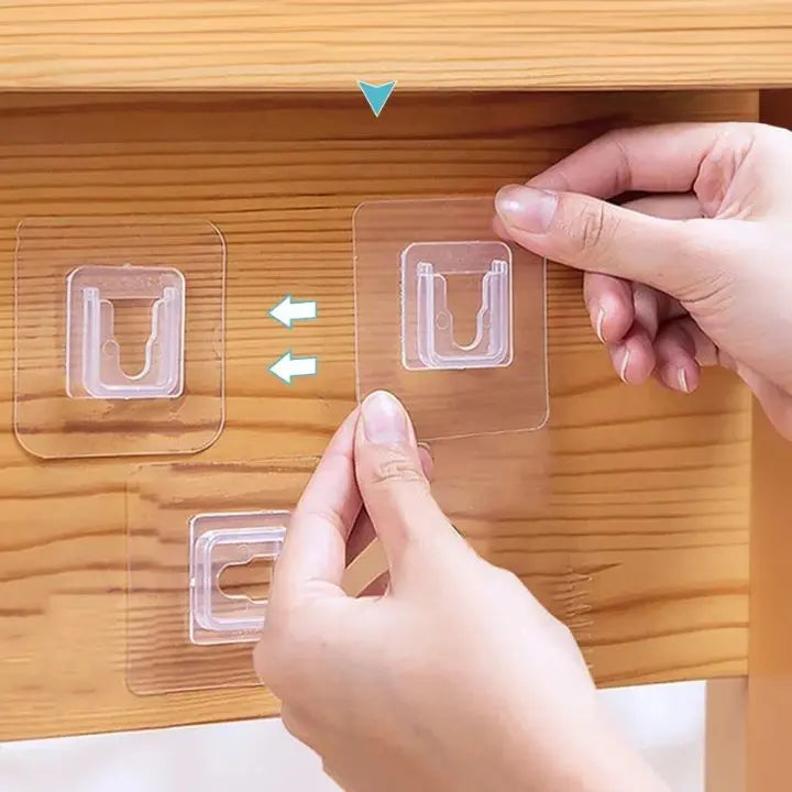 10 Pair Transparent Wall Hooks – Strongly Adhesive & Versatile