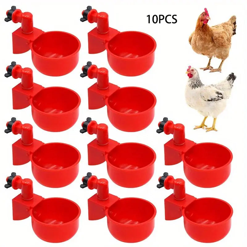10 Piece Automatic Drinking Cups for Poultry – For Fresh Water Around the Clock