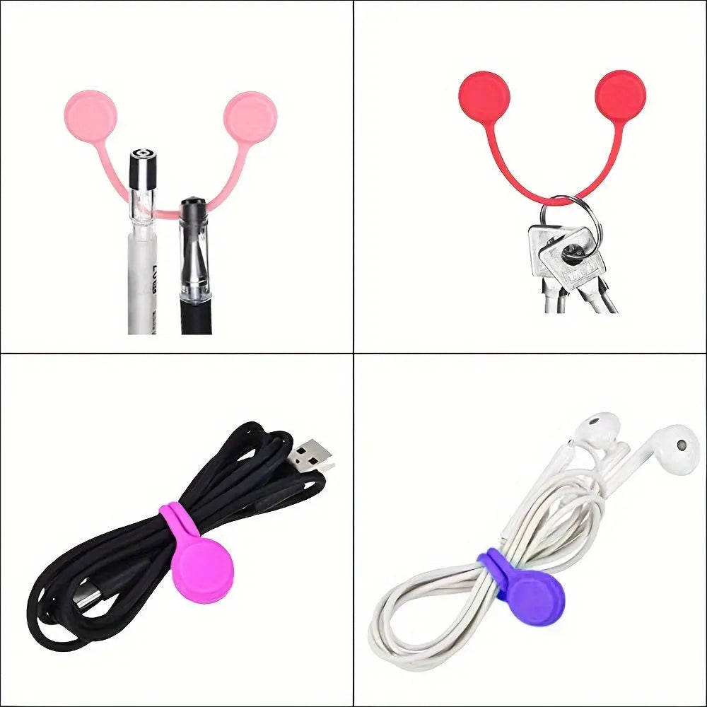 10 Pieces Magnetic Silicone Cable and Key Organizer Bands