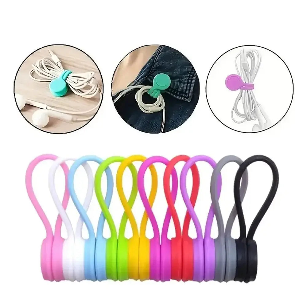 10 Pieces Magnetic Silicone Cable and Key Organizer Bands