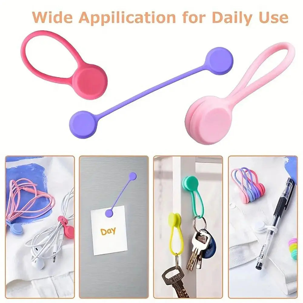 10 Pieces Magnetic Silicone Cable and Key Organizer Bands