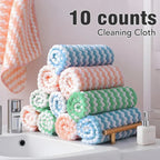 10 pieces reusable microfiber cleaning cloth for kitchen and surfaces