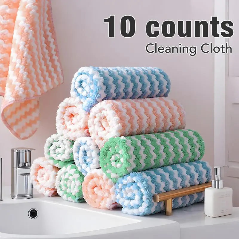 10 pieces reusable microfiber cleaning cloth for kitchen and surfaces