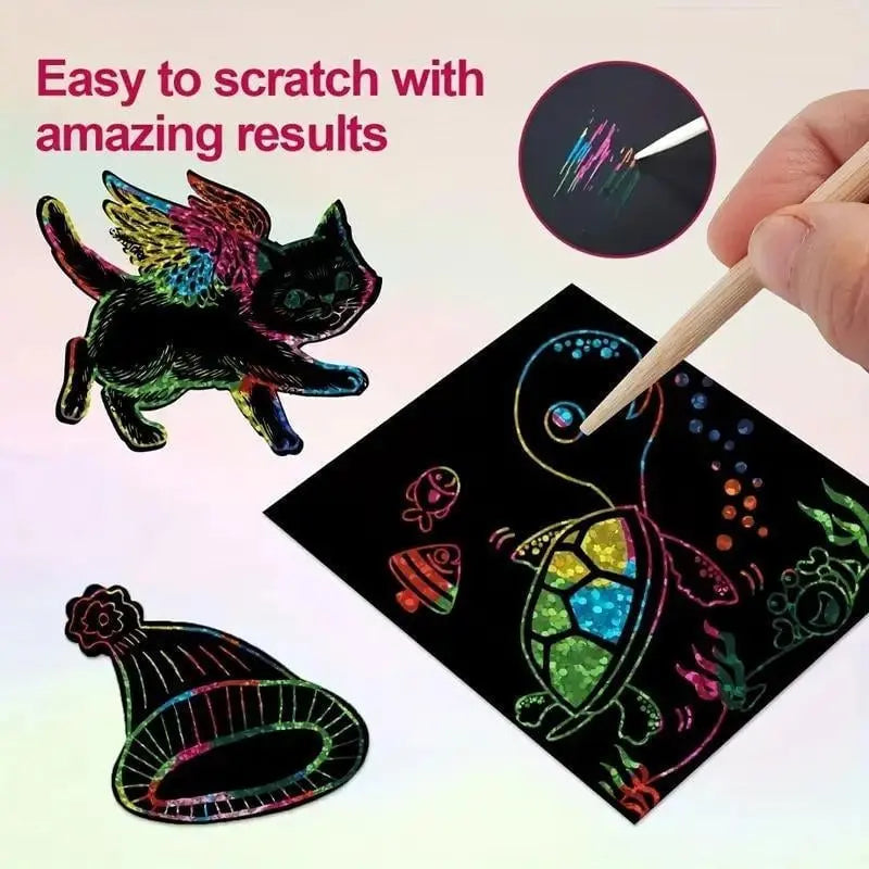 100 pieces scratch art set – Creative DIY fun for kids & adults