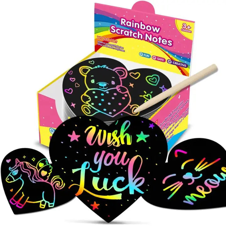 100 pieces rainbow scratch paper – creative, colorful & child-friendly
