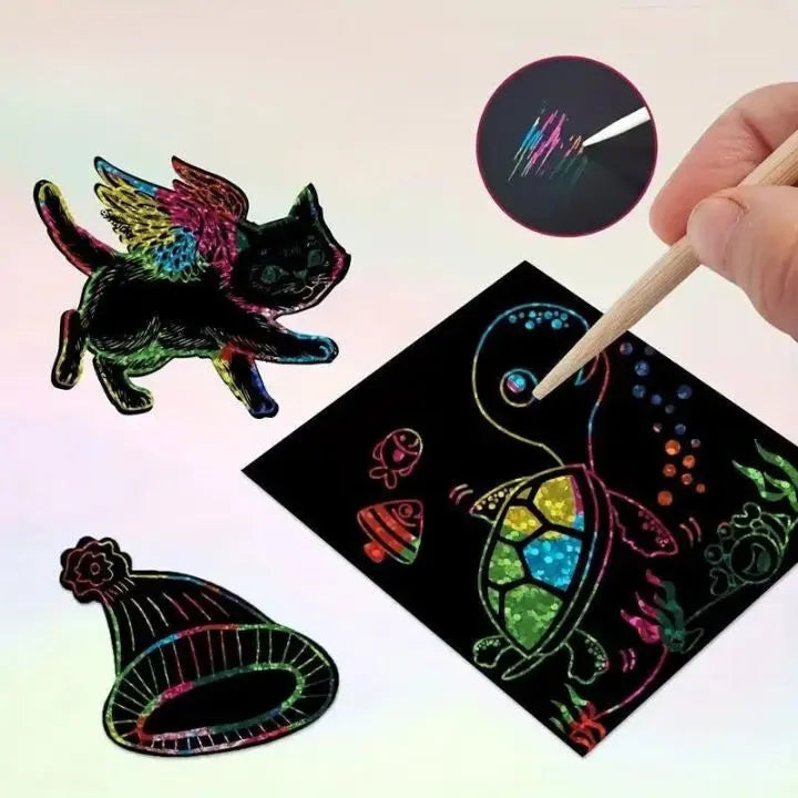 100 pieces rainbow scratch paper – creative, colorful & child-friendly