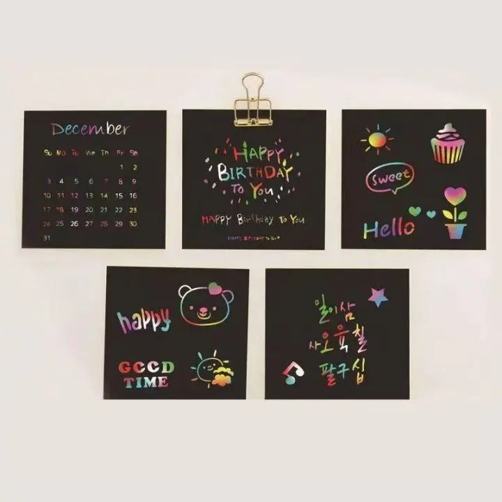 100 pieces rainbow scratch paper – creative, colorful & child-friendly
