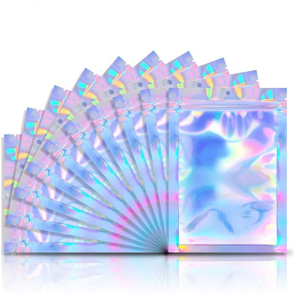 100-Pack: Resealable holographic foil bags