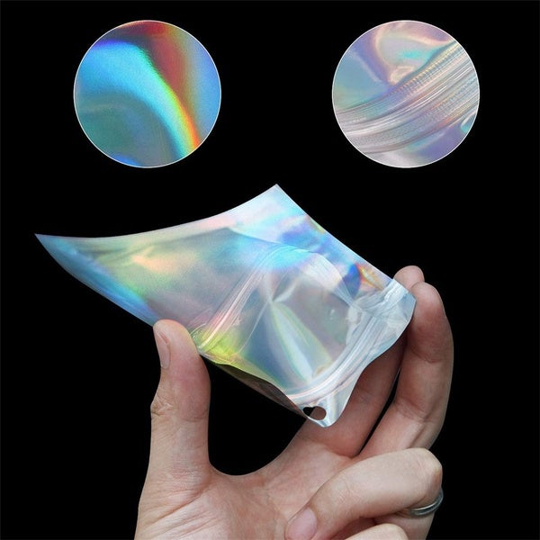100-Pack: Resealable holographic foil bags