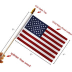 100-Pack: USA 4x6 in wooden stick flag