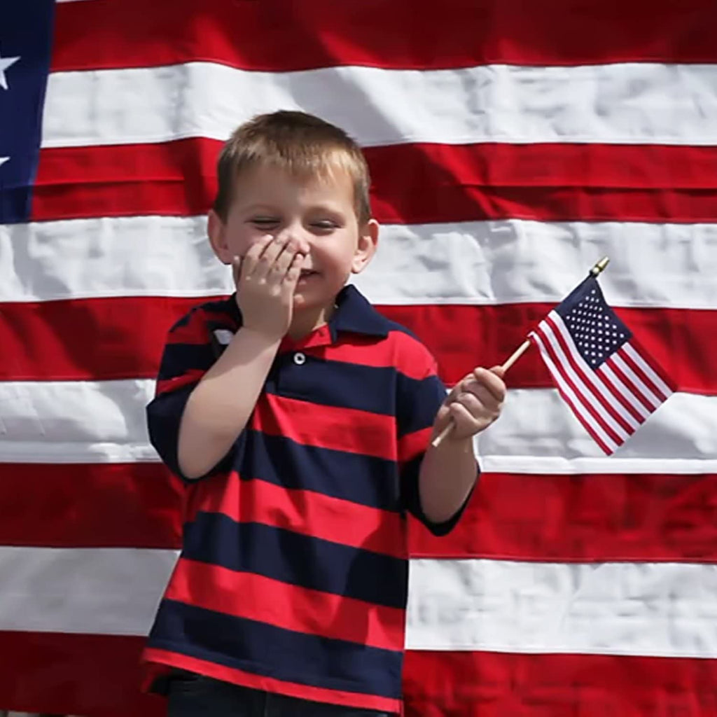 100-Pack: USA 4x6 in wooden stick flag