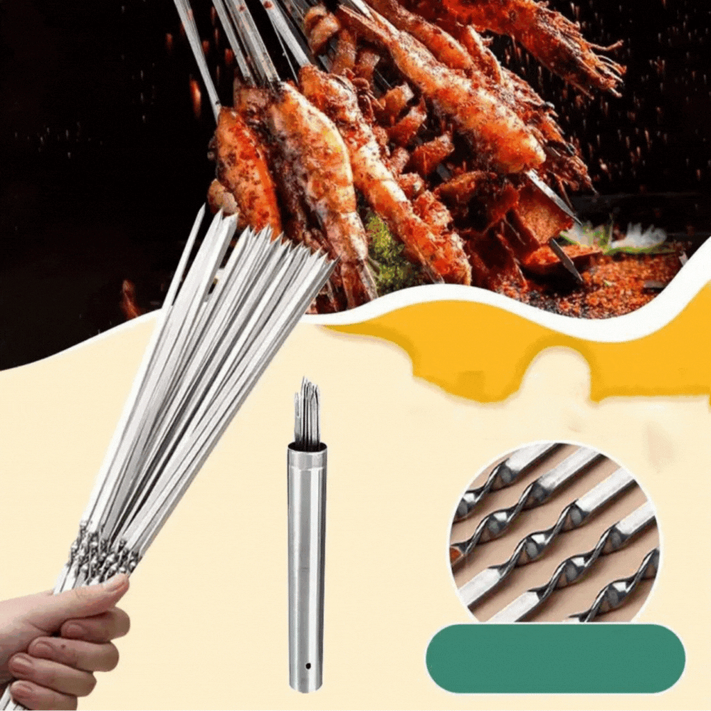 Stainless Steel BBQ Tools Grill Skewers 10 Pieces