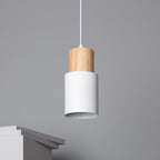 Pendant Light Modern Wood Black Cylinder Fixture
