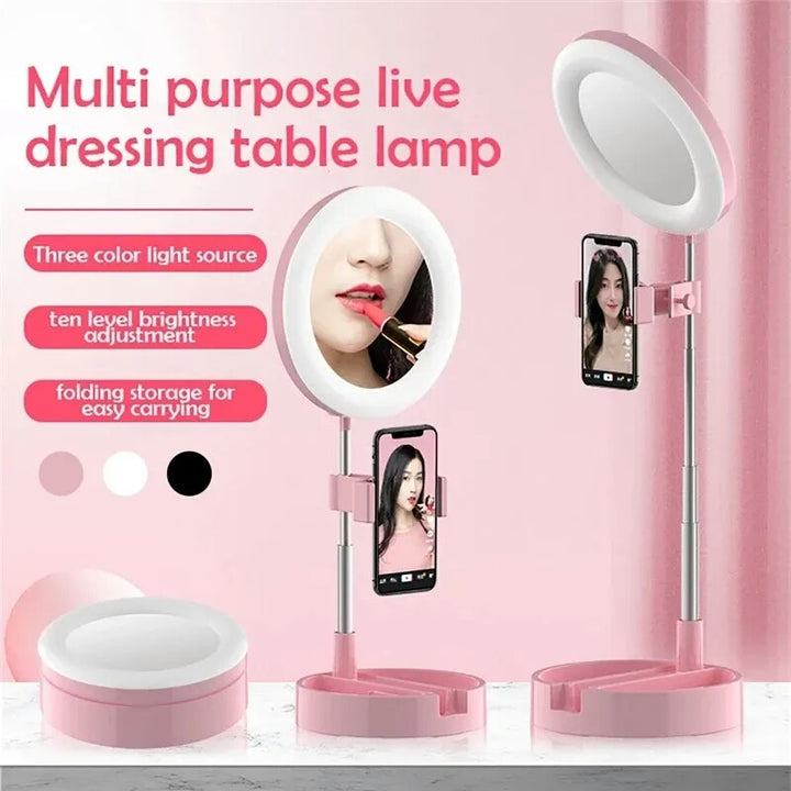 Selfie Ring Light with Makeup Mirror & Phone Holder Kit