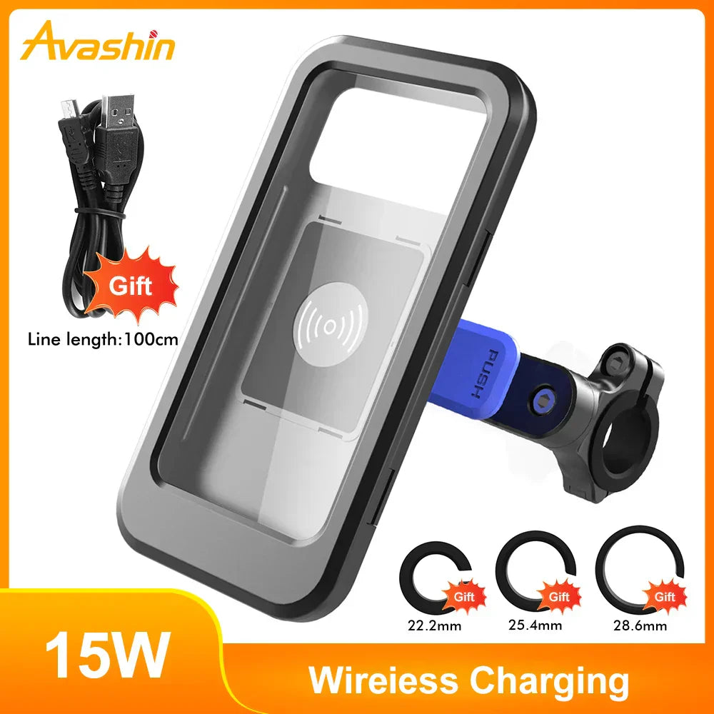RideCharge Pro – Waterproof phone holder with USB and 15W wireless charging for bicycle and e-bike