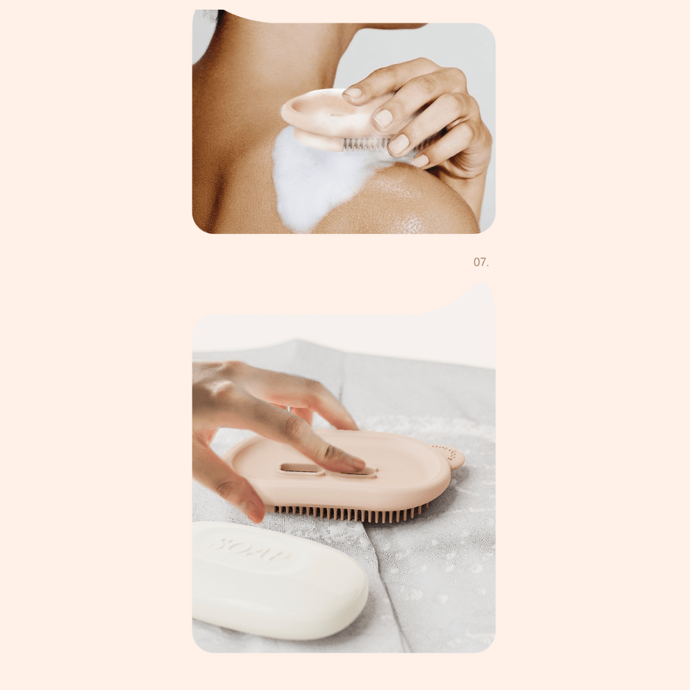 Multi-functional soap box with bath brush