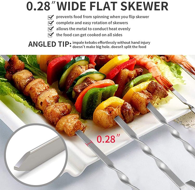 Stainless Steel BBQ Tools Grill Skewers 10 Pieces