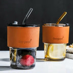 Drinking Glass Cup With Straw & Lid 400ML