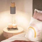 Pendant Light Modern Wood Black Cylinder Fixture