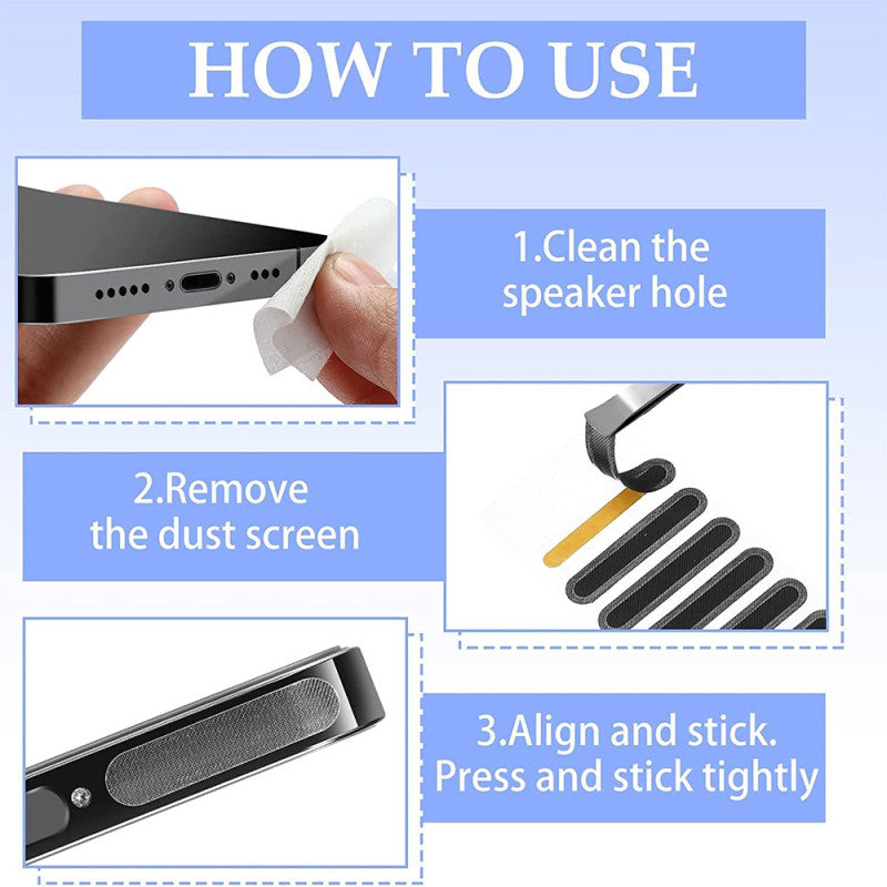 Phone Speaker Dust Mesh Stickers, 10-Pack with 1.5 cm and 2.2 cm Sizes
