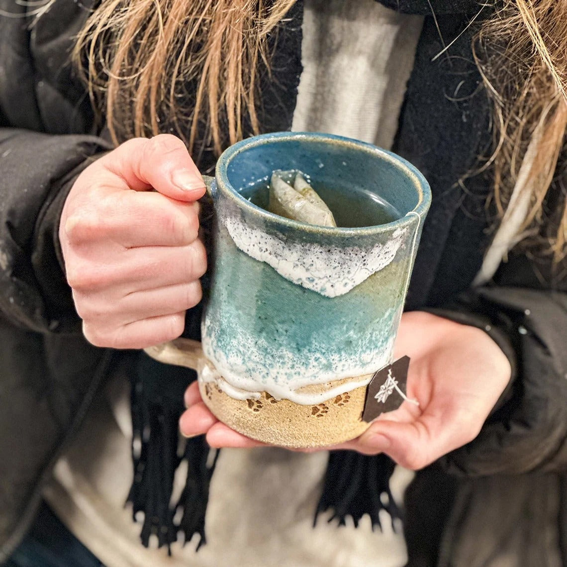 Paw Print Ocean Coastline Mug