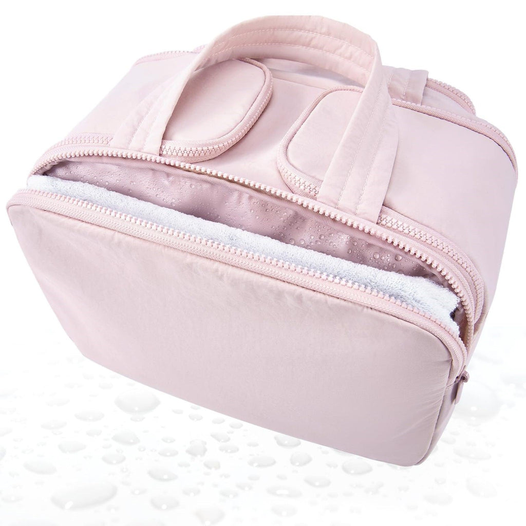 Large wide-open travel makeup bag