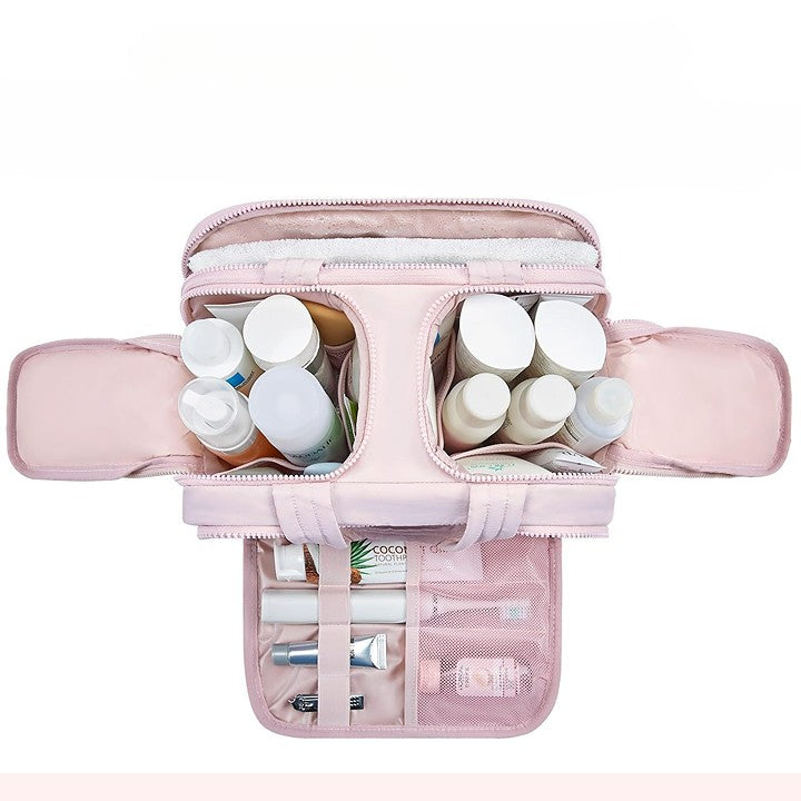 Large wide-open travel makeup bag