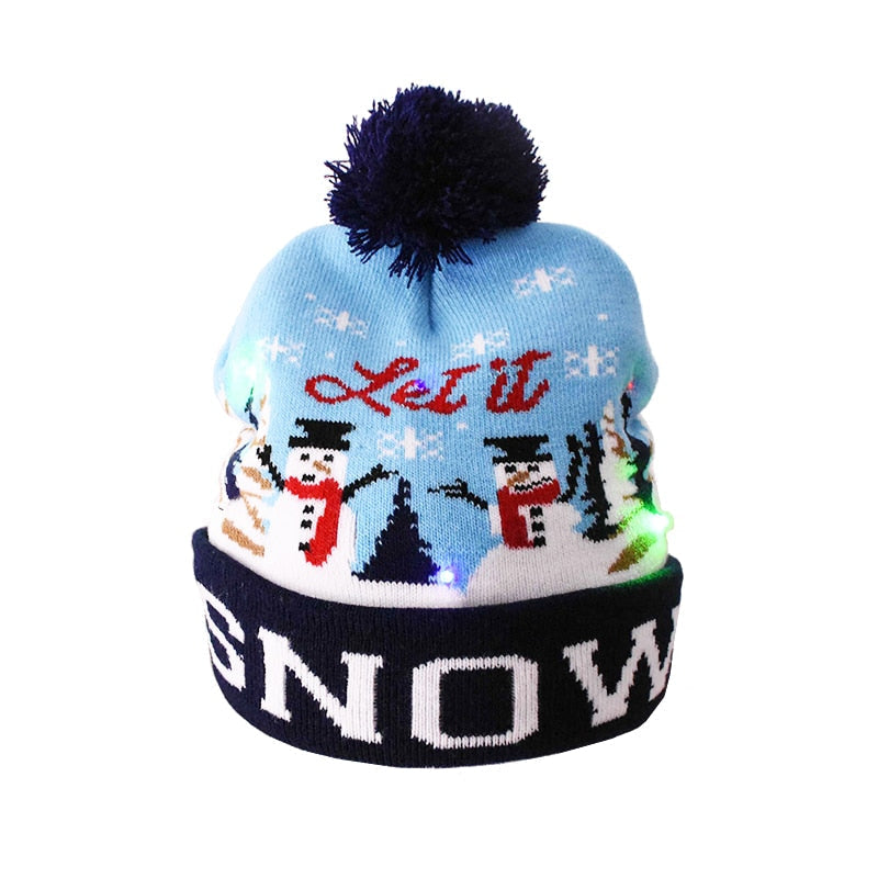 🎅LED Christmas Knitted Hats Light up Xmas Beanie