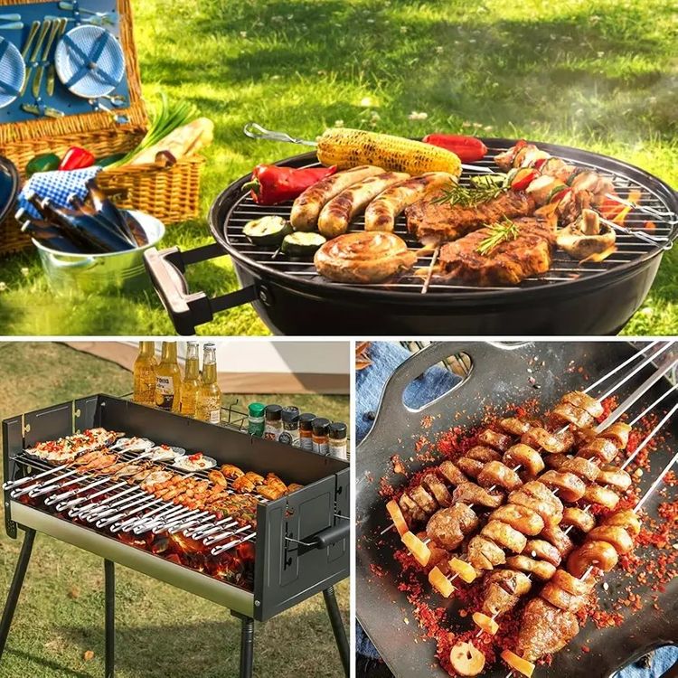 Stainless Steel BBQ Tools Grill Skewers 10 Pieces